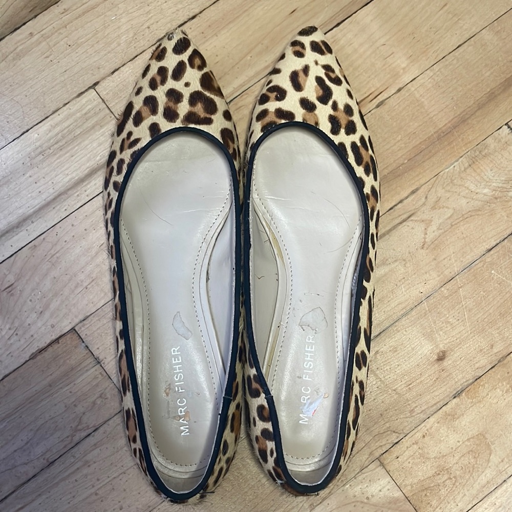 Marc Fisher Leopard Print Pointed Toe Flats - Brown, Black, Cream
